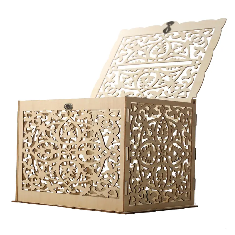 FixtureDisplays® DIY Wedding Card Box Rustic Wood Card Box Gift Card Holder for Wedding Banquet 15113-NF