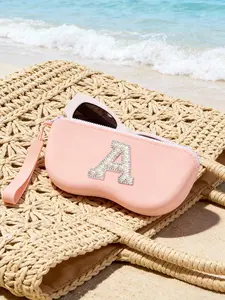 Letter Fashion Eyeglass Case with Glitter Rhinestones, Personalized 26 Letters, Ideal for Gifts, Parties, Multi-Use