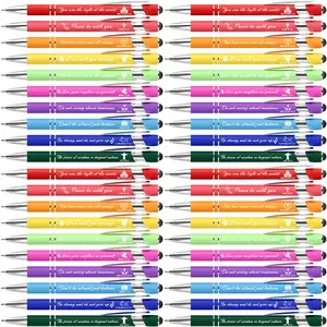 2-in-1 Stylus Inspirational Bible Verse Pens Bulk Christian Gifts for Men Women Appreciation Gifts for Coworkers Smooth Writing Black Ink for School Office Church Supplies Inspirational Metal Pens 40/ 10-Pack(10 colors)