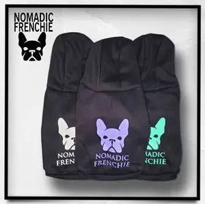 Nomadic Frenchie French Bulldog Hoodie - One Size Up from Harness, Long Sleeve, Furry Top, Available in XXL Size
