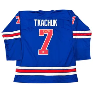 Brady Tkachuk Autographed USA (Blue #7) Custom Stitched Hockey Jersey - JSA