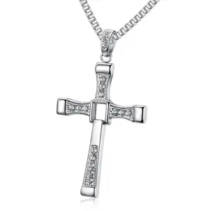 Fast and Furious Cross Necklace Unisex Fashionable Movable Pendant Jewelry Alloy Material Street Hip Hop Style Personalized Wear Accessories with Chain