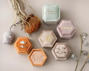 Octagon Velvet Ring Box - Lightweight Wedding Organizer