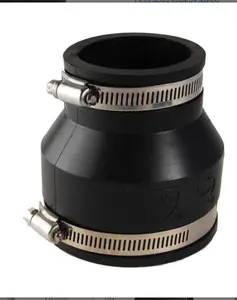 Flexible PVC Rubber Coupling with Stainless Steel Clamps 4 x 2 Inch Black for Secure Attachments and Durability