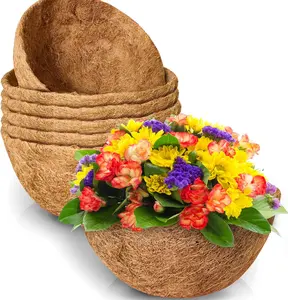 Coco Coir Liners for Hanging Baskets, 100% Natural Coco Fiber Planter Insert, 6PCS 12 inch Thick Round Coconut Liners for Garden Plants Flower Vegetable Pot, Replacement Liner