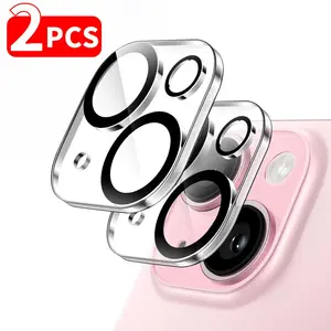 Tempered Glass Camera Lens Protector, 2 Counts HD Anti-scratch Protection Camera Lens Protective Film, Phone Accessories Compatible with iPhone 11 12 13 14 15 Pro Max, Cover