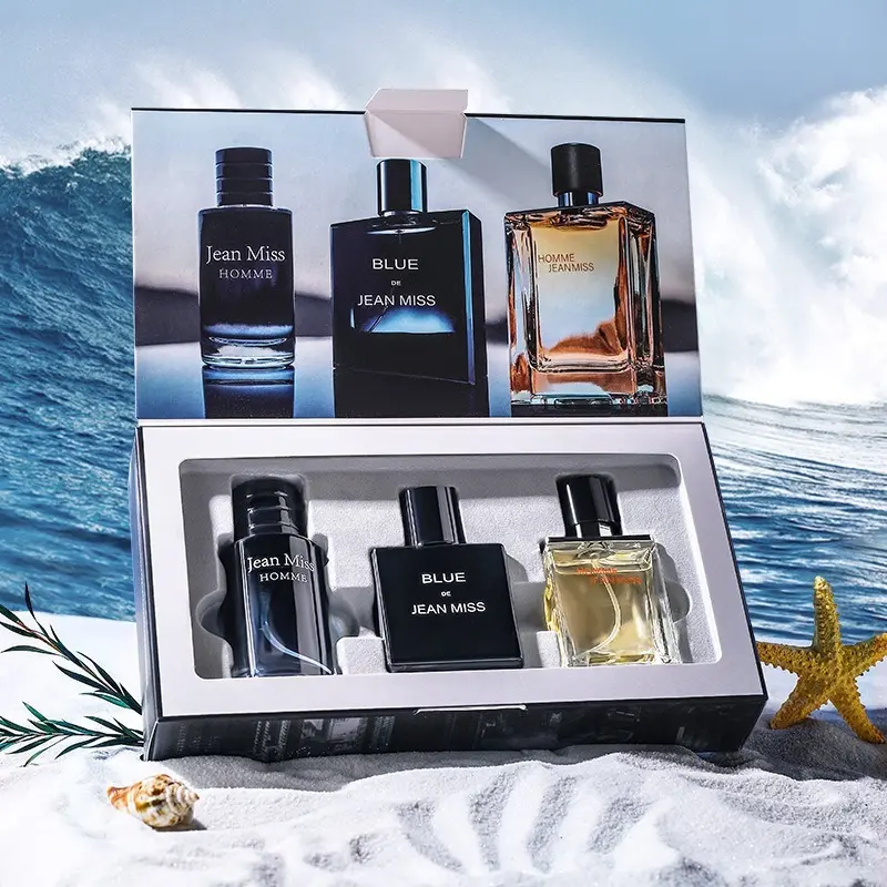 JEAN MISS Love God Men's Cologne Fragrance Set, Box-Packed Assortment, Everyday Luxury Clean Scent, Oceanic Tones, Fresh Light Natural, 3X30ML (Total 90ML) Gift Box, Box-Packed Fragrance Sets, Boxed Assortment Fragrance Sets