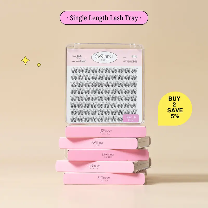 feinner Single Length Pure 01 Pure 02 Lashes | Single Length Cluster Lashes 80PCS 8-16mm D Curl | One Length No Waste DIY Lash Extensions | Invisible Band Lightweight Waterproof Beginner Friendly,sunscreen back to school