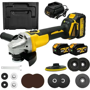 Brushless Angle Grinder Cordless, 3/8 Inch Battery Grinder Power Tools for Cutting, Grinding, Polishing and Rust Removal, 4 Variable Speed, Compatible with Makita 18V Battery