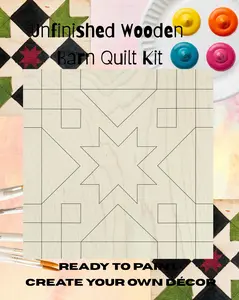 Star Barn Quilt Block: Cottage Chic DIY Kit for Adults |  DIY Barn Quilt Art | Quilted Wood Blocks | Paint Your Quilt