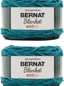 Bernat Blanket Ombre Ocean Teal Ombre Yarn - 2 Pack of 300g/10.5oz - Polyester - 6 Super Bulky - 220 Yards - Knitting/Crochet