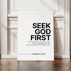 Inspirational 'Seek God First' Wall Art – Motivational Bible Verse Canvas Print