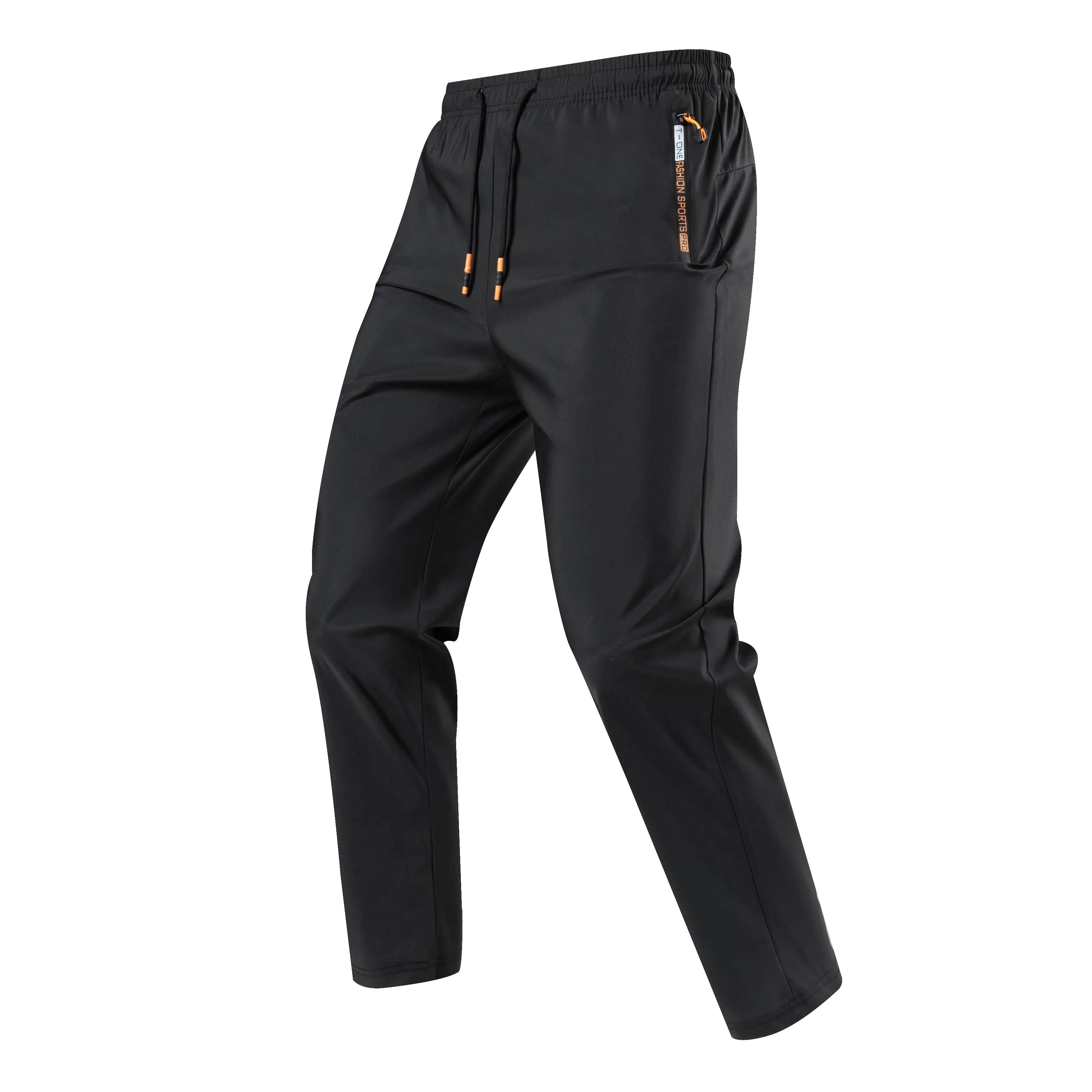 Men’s Ice Silk Quick-Dry Sports Pants – Lightweight Summer Straight-Leg Casual Pants with Zipper Pockets, Breathable Men’s Pants