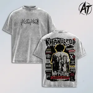 Khan Asadi Washed TShirt, No Future Destroy System Graphic Tee, Punk Streetwear Shirt, Grunge Back Print Tee, Rebellious Urban Fashion Top, Alternative Aesthetic Unisex Graphic T Shirt For Men Women