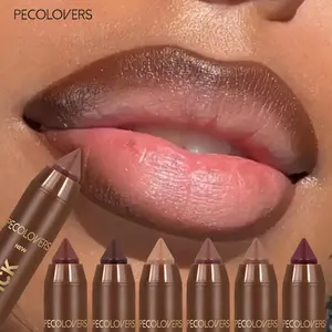 6pcs/set Nude Brown Tube Lip Liner Makeup, Lip Contour, Matte Finish, Thin and Non-stick, Lip Liner Lipstick, Ideal Halloween Christmas Gift