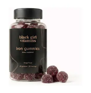 Black Girl Vitamins - Iron Gummies (20 mg), Supports Iron Deficiency & Anemia, Gluten-Free, Gelatin Free, Made in The USA (Grape, 60 Count) 30 Day Supply