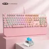 MageGee MK-Storm Wired Mechanical Keyboard - 104-Key Full Size Punk Retro Typewriter Style, Aluminum Alloy Panel, Backlit Keys, MK-Punk Black-Blue Switch, Ergonomic Durable, Magnetic Wrist Rest, Clicky Sound, Mechanical Feeling, PC Accessory