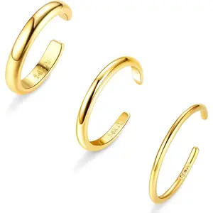 FLORIDECO 3PCS Toe Rings for Women Gold Trendy Thin Band Toe Rings Set Beach Foot Jewelry for Summer Open Adjustable Toe Rings