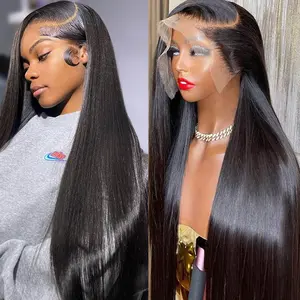 Lemoda 13x4 Full Lace Frontal Wigs Human Hair Pre Bleached Knots 200% Density HD Transparent Lace Frontal Wig Brazilian 12A Straight Wig Human Hair for Black Women Bye Bye Knots Full Wig