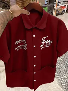 Men's Young Fashion Casual Commuter Short Sleeve Shirt, Menswear, Pocket Design, Loose Box Fit, Stylish Versatile, Daily Wear, Outdoor Activities, College, Holiday Gift