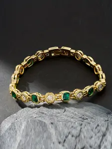 Unisex Hip-Hop Western Style Bracelet, Jewelry Bracelet, Colorful Synthetic Zircon Chain, Copper Material, Non-Magnetic, Perfect for Casual or Party Wear
