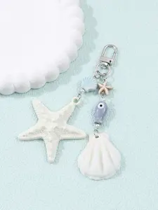 Elegant Starfish Shell Keychain, Keychain For Bags, Alloy Fish Bead Pendant, Summer Beach Ocean Style Bag Charm, Perfect Gift for Friends and Family