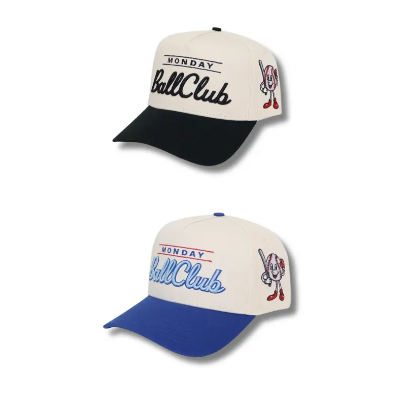 Monday Hoops Club - Monday BaseBall Club Snapback | Embroidered Basketball Trucker Cap | Adjustable Flat Brim Streetwear Cap