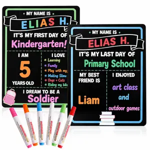 First Day of School Sign: First and Last Day of School Board - 14"×11" Back to School Sign - 1st Day of School Sign - Reusable School Signs for Kids First and Last Day - Photo Prop to Record Memories
