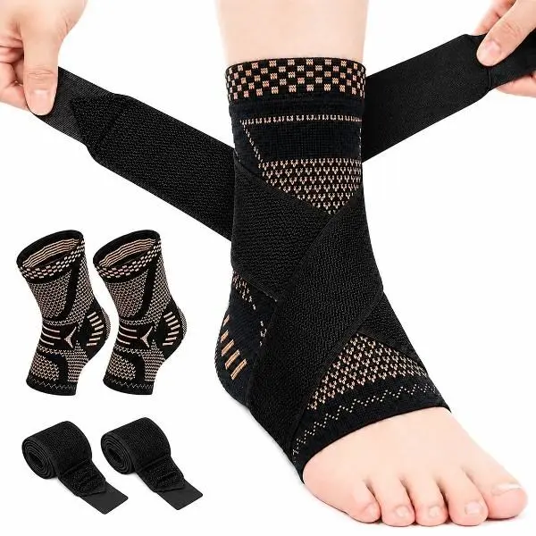 2Pack Ankle Brace for Men & Women – Copper Infused Compression Sleeve for Ankle Support, Achilles Tendonitis, Plantar Fasciitis.