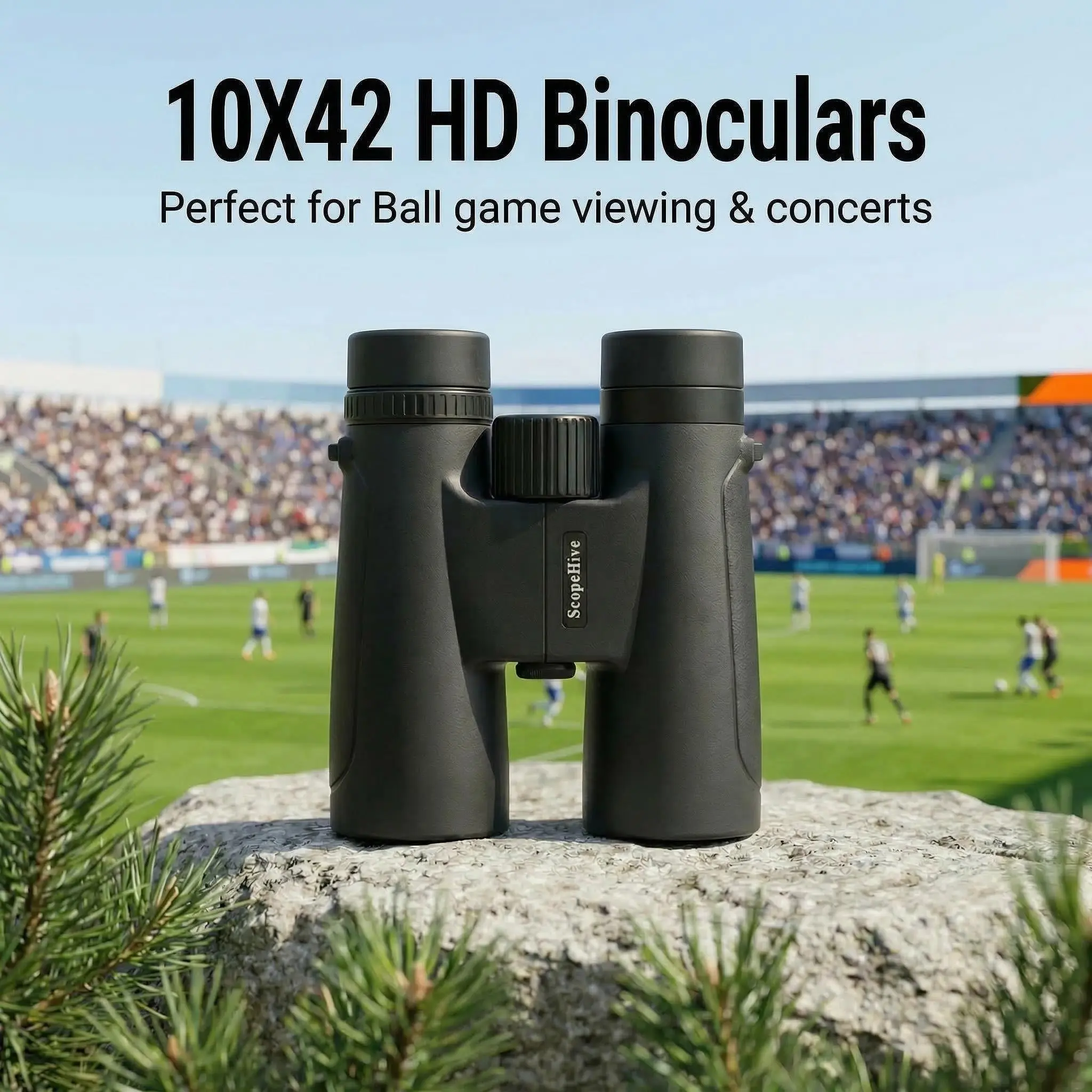 10x42 Travel Binoculars for Adults, Aluminum Body with HD Clarity for Concerts and Ball Games
