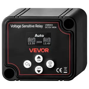 VEVOR Dual Battery Isolator, 12V 140 Amp, Manual and Automatic VSR Voltage Sensitive Relay with LCD Screen, Smart Battery Isolator for Lithium Lead-Acid Batteries, for Car Truck RV UTV ATV Boat