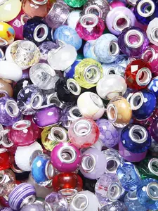 50 Pcs Mixed Color Large Hole Beads Interval Beads Mixed Various European Craftsmanship Large Hole Lights Fairy Wand Garden Beads DIY Pen Jewelry Bracelet Necklace Keychain Jewelry Making Supplies