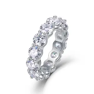 VIVA JEWELRY 3-5MM Full Moissanite Synthetic Eternity Band Hypoallergenic VVS1 Clarity Ring for Men Women Birthday Gift Engagement Christmas Wedding wedding ring