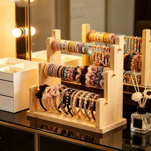 Multi-tier jewelry display rack with large capacity bead storage, 4-tier or 6-tier trapezoidal bracelet, necklace, and anklet organizer, suitable for hair clips, hair ties, headbands, and accessory sorting and display shelves