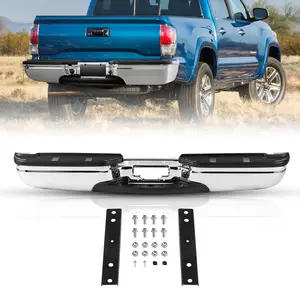 Summervibes VEVOR Rear Step Bumper, Compatible with 1999-2007-Ford F250/Ford F350 Super Duty, Chrome Steel Back Bumper, Assembly Replacement Rear Bumper with License Plate Light and Step Pad, for FO1101141