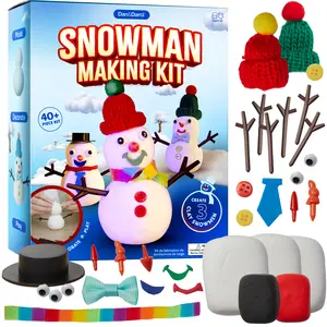 Build‑Your‑Own Snowman Clay Kit – White, Black & Red Clay with Googly Eyes, Carrot Noses & Branch‑Style Arms