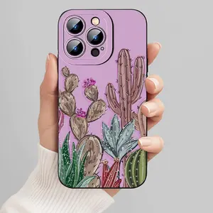 Cactus plant pattern, anti-drop, non-slip TPU full-coverage lens mobile phone protective case, suitable for iPhone 17 16 15 14 13 12 11 XS X, Samsung and other series models, can be given as a gift to friends or family