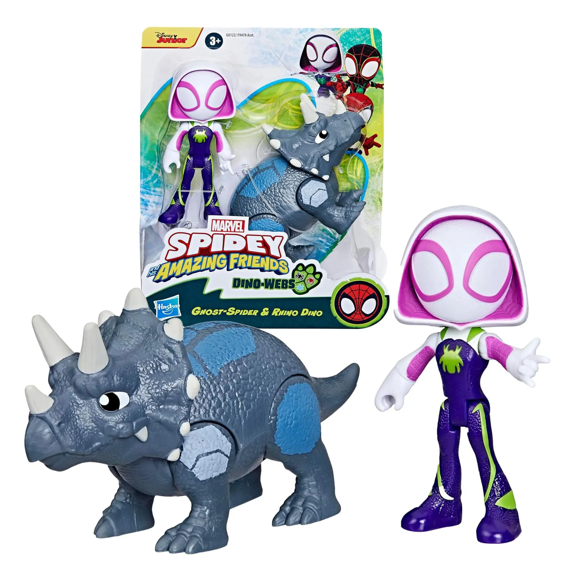 Marvel Spidey and Friends 4-Inch Dino-Webs Set | Ghost-Spider & Rhino Dino