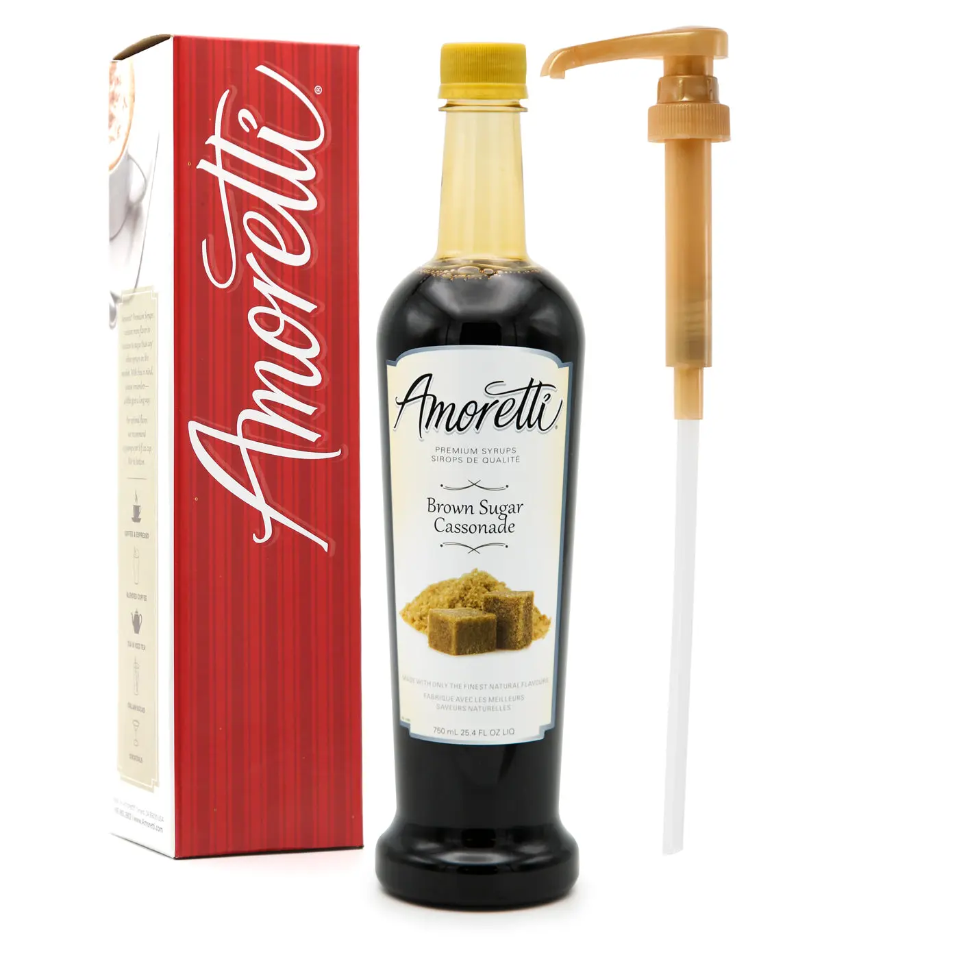 Premium Brown Sugar Syrup - 94 Servings Per Bottle (750 ml), Perfect for Flavoring Coffees, Cocktails, and other Beverages, Gluten Free, GMO/GEO Free, Preservative Free, Pump Included