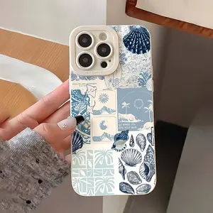 Brand new creative coastal shell and seaweed pattern phone case. Compatible with iPhone 17/16/15/14/13/12/11/X/XS/XS Max/XR/12, 13 Mini/16E/17E, it is a holiday gift for friends, family, and yourself.