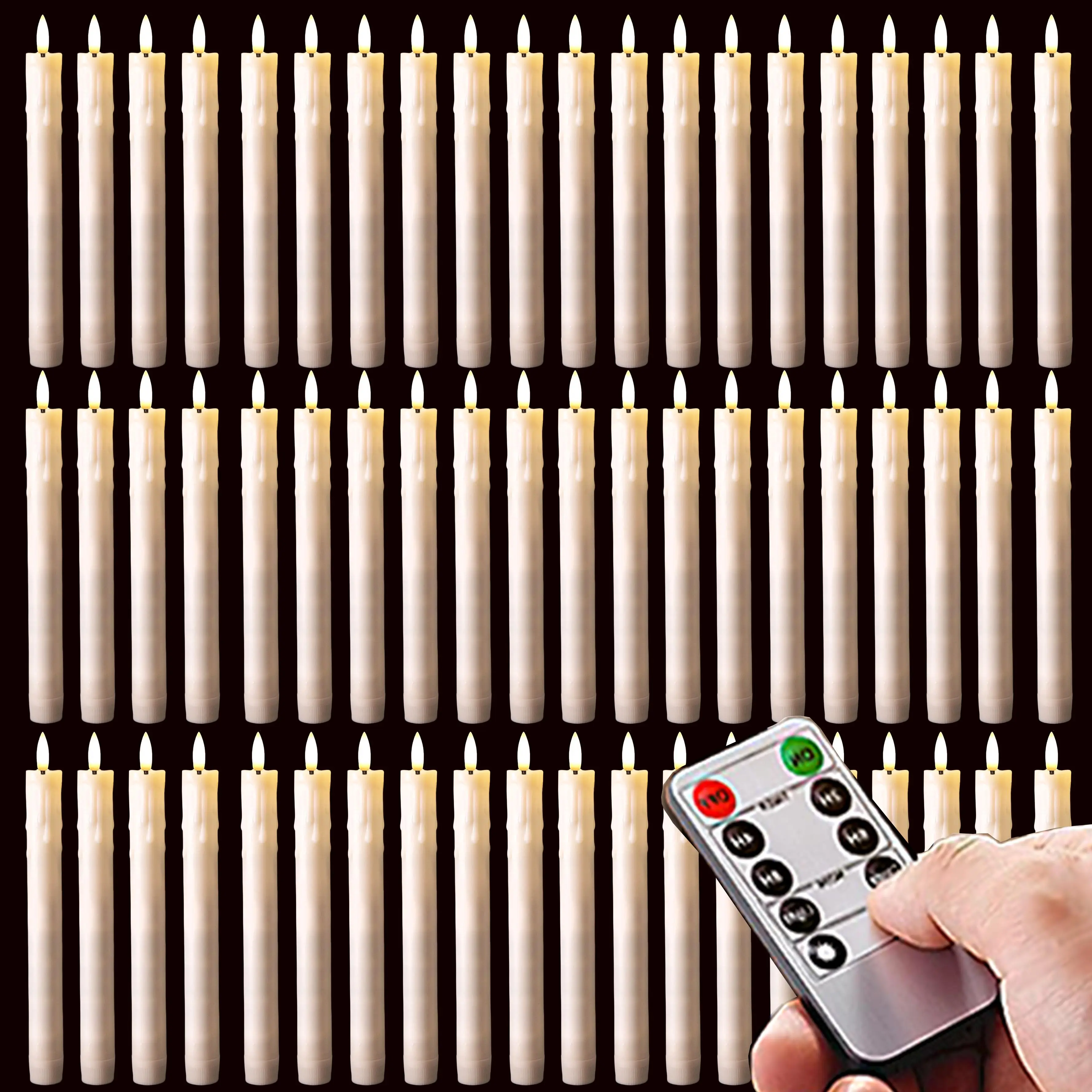 60pcs Bulk Indoor Matte Ivory White Plastic Flameless LED Candle Lights - Remote Control, 2 AAA Dry Battery Power, Adjustable Brightness - Ideal for Holiday, Housewarming, Baby Shower Decor