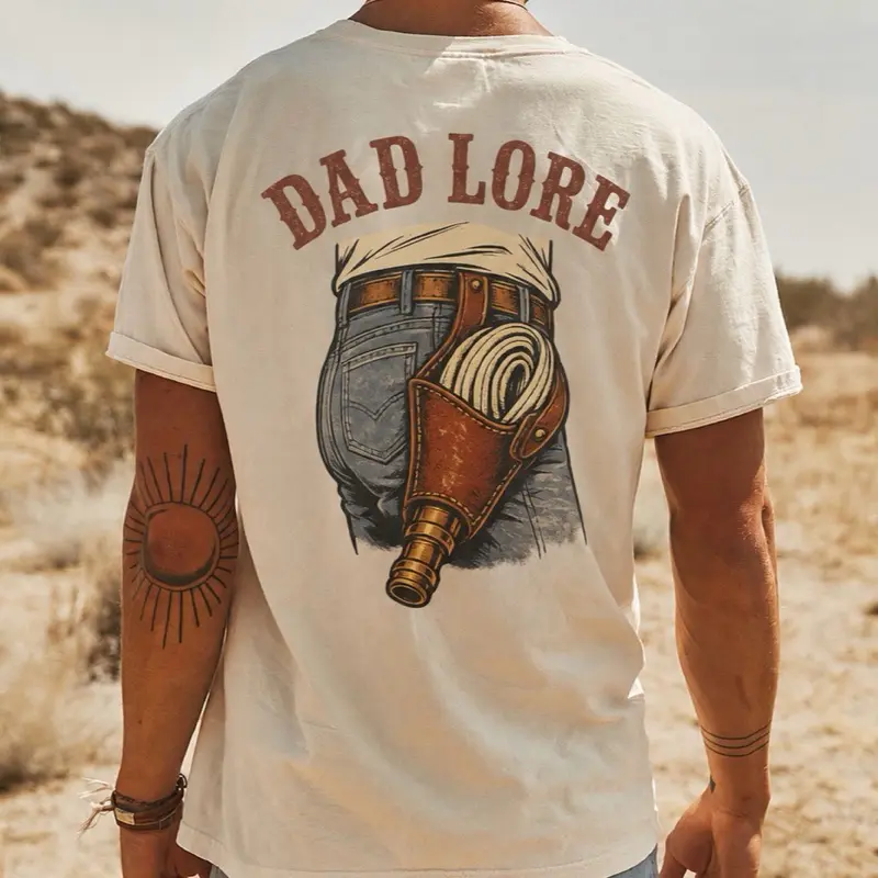 Men's Dad Lore Graphic Print T-Shirt, Casual Wear Top