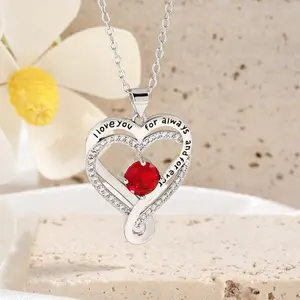 Accessories and jewelry: European and American necklaces, twelve birthstone pendants, double heart love jewelry