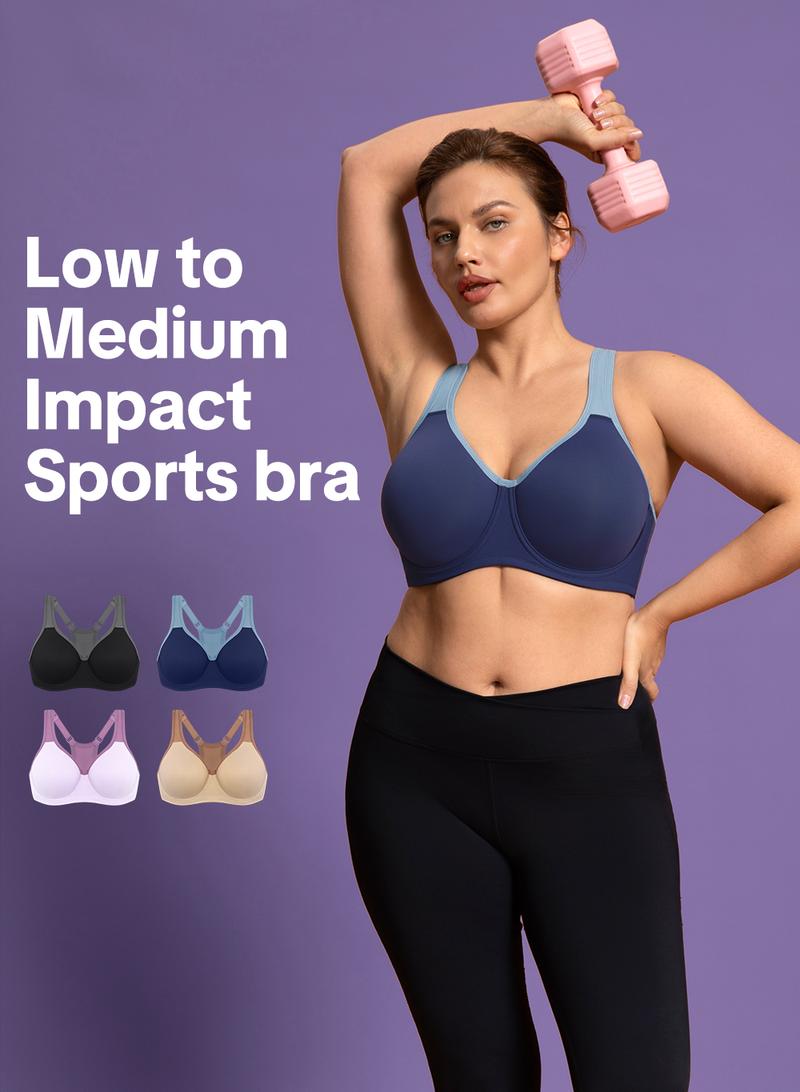 HSIA  Athea Hybrid Active Vibe Soft Support Non-padded Unlined Full Coverage Wide Strap Outside Underwire Sports Bra