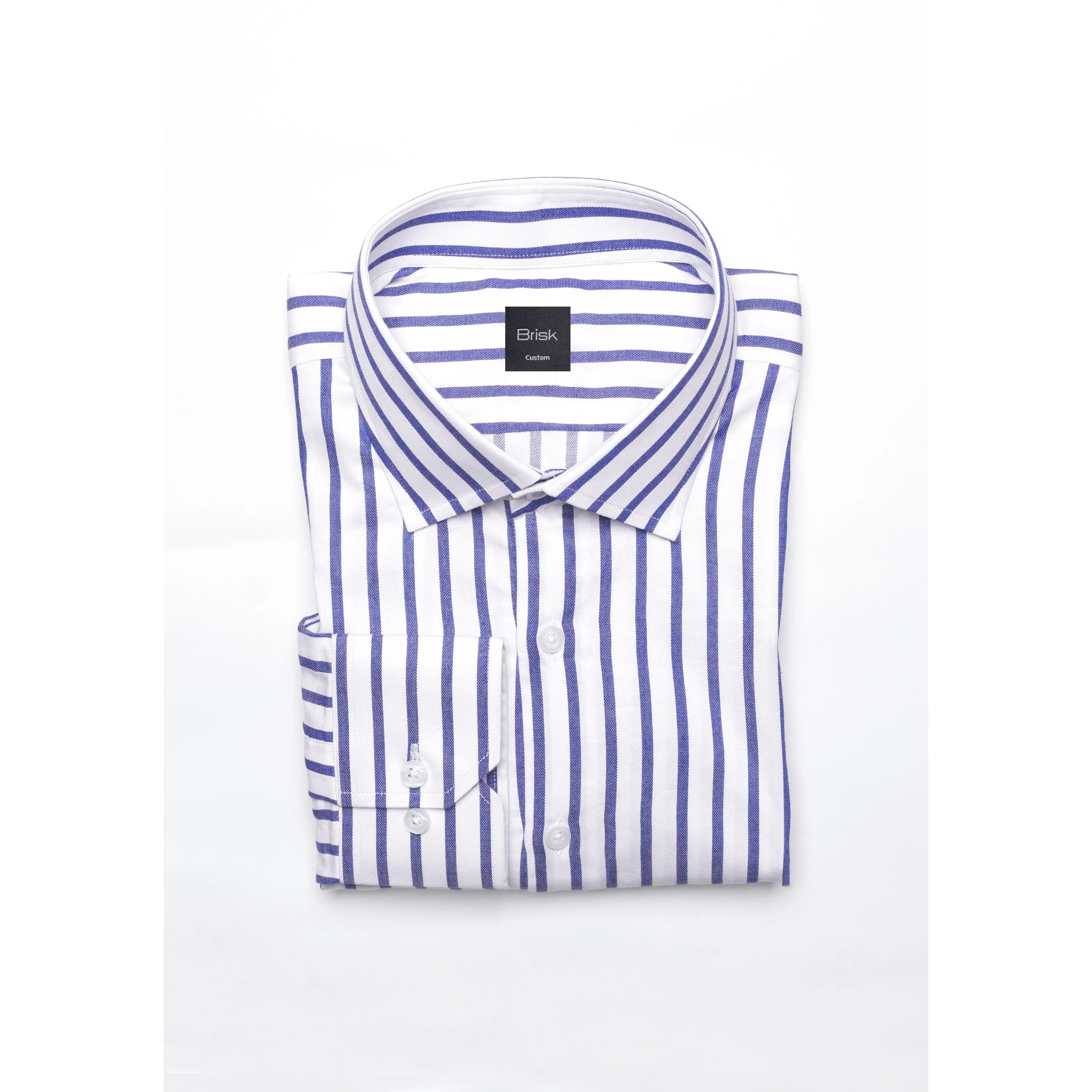 Purple Wide Stripes Soft Textured Pima Cotton Shirt - Cutaway Classic Collar