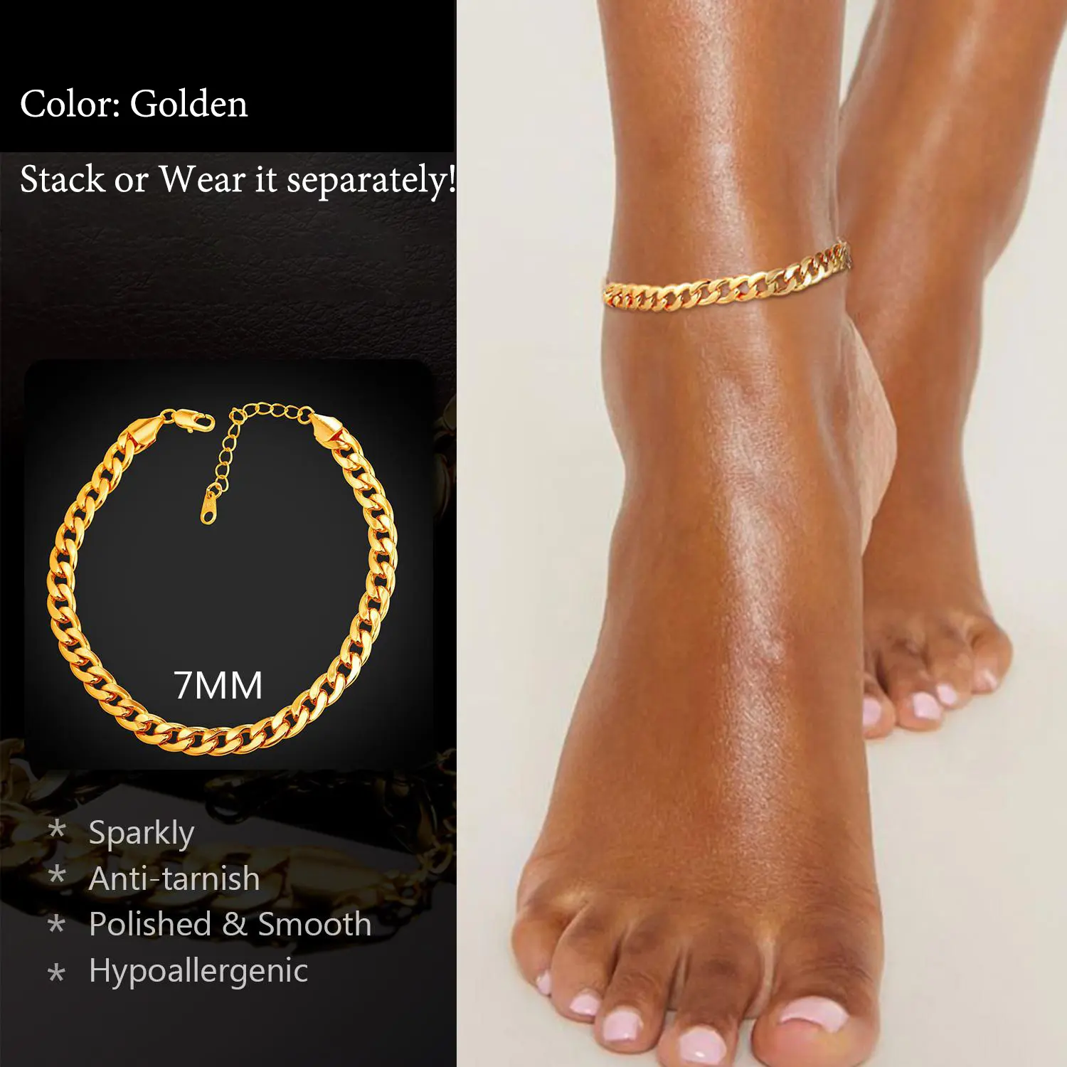 FindChic Simple Cuban Chain Link Anklet Ankle Foot Jewelry Golden Cuban Chain Anklet Foot Jewelry For Women Men Girlfriend Boyfriend FindChic Simple Cuban Chain Link Anklet Ankle Foot Jewelry Golden Cuban Chain Anklet Foot Jewelry For Women Men Girlfriend Boyfriend