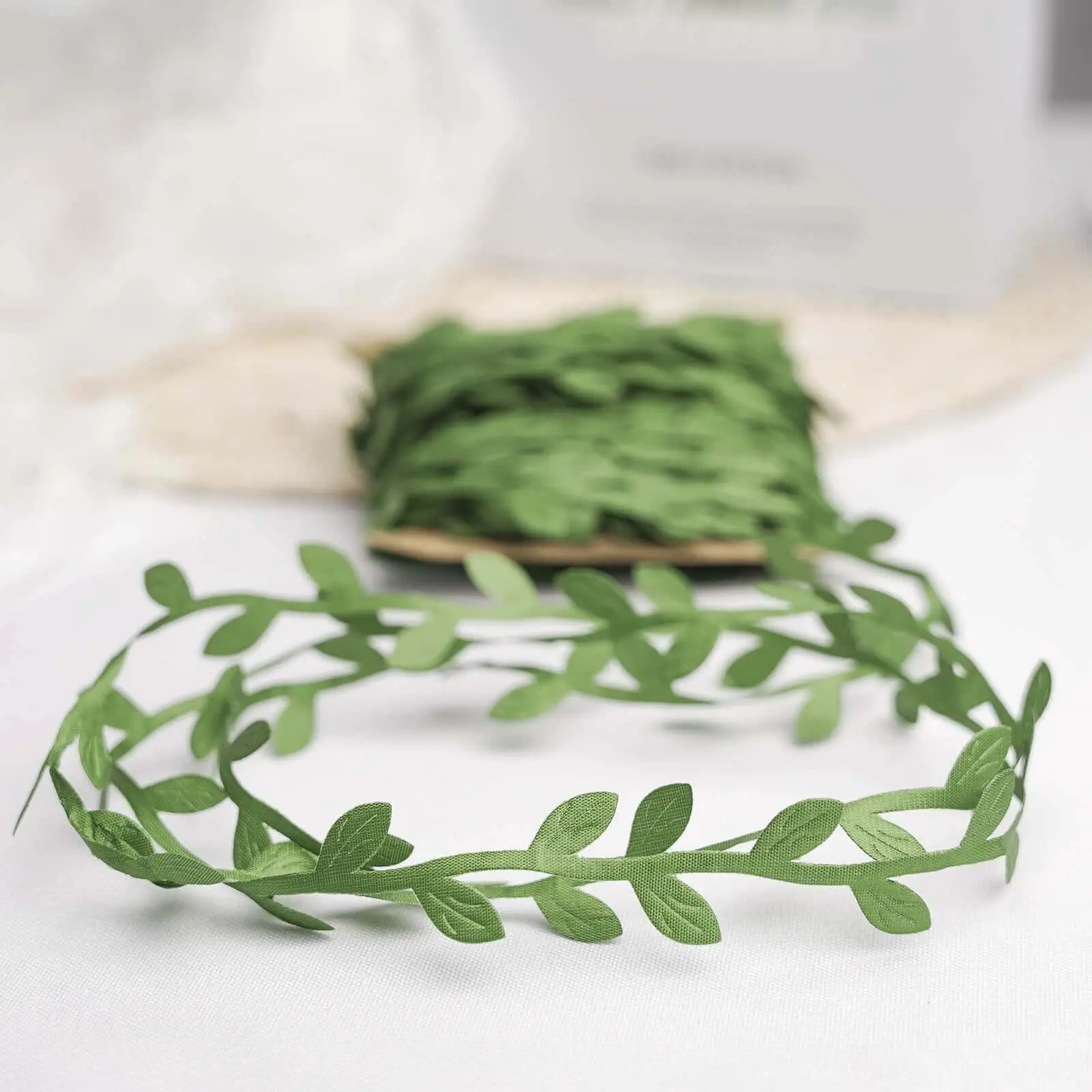 67FT Decorative Artificial Vines Leaf Garland - Olive Green Leaf Ribbon Trim, Synthetic Artificial Plants for DIY Crafts, Wedding Home Decor with Botanical Aesthetic