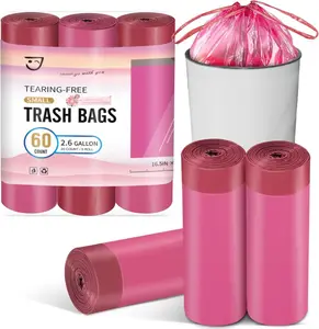 2.6 Gallon Small Trash Bags Bathroom, Thickened Drawstring Mini Garbage Bags for , Office, Kitchen, 60 Count