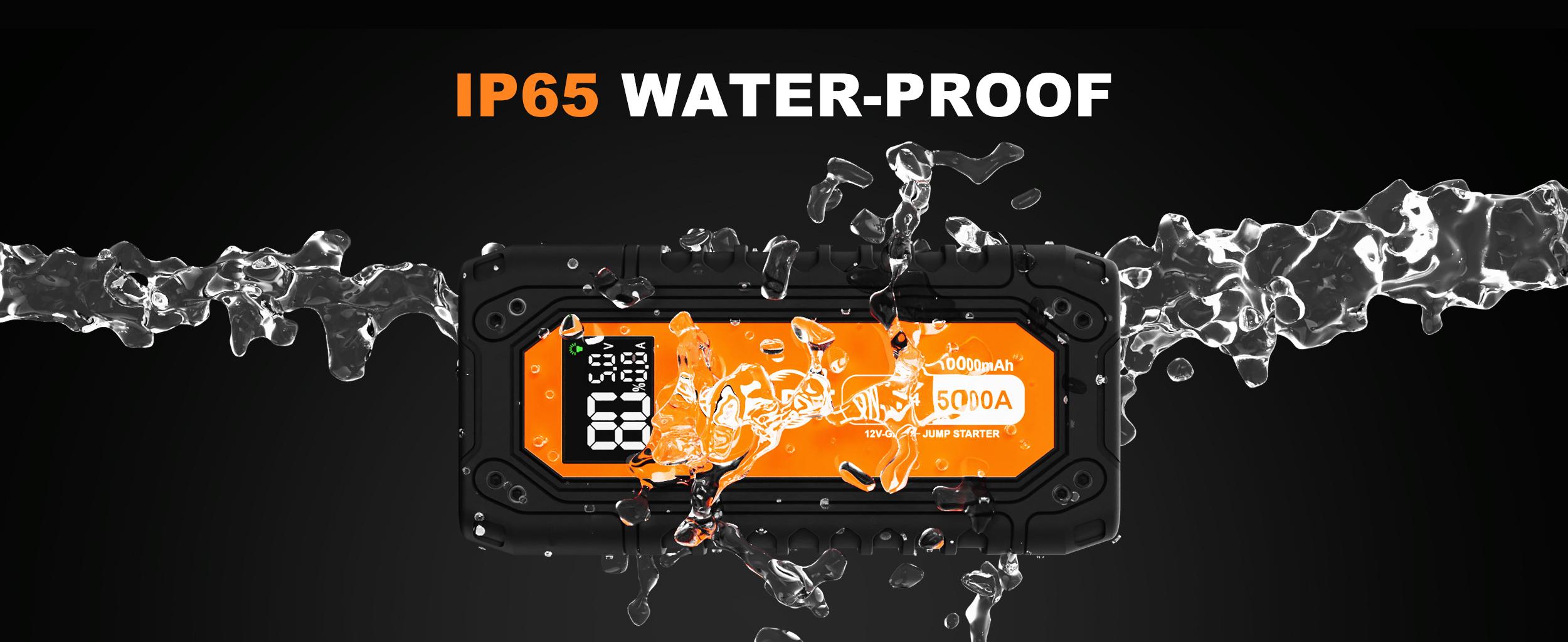 Portable Jump Starter 5000A, 12V Car Battery Booster with LED Display, 45W PD Fast Recharge, IP65 Waterproof, SOS Flashlight for Emergency,Portable High-Power Car Jump Starter