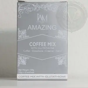 IAM Worldwide - Amazing Coffee Mix with Glutathione – Instant Coffee with Stevia, Creamer & Arabica Beans (10 Sachets)